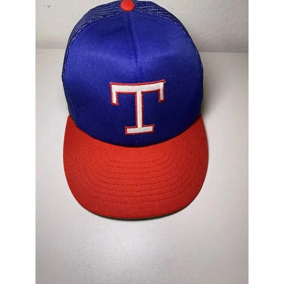 Vintage 80s Texas Rangers Snapback Trucker Mesh Snapback Hat Cap MLB Baseball - Picture 5 of 15